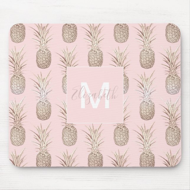 Alfombrilla De Ratón Patrón de piñas doradas y rubias (Frente)