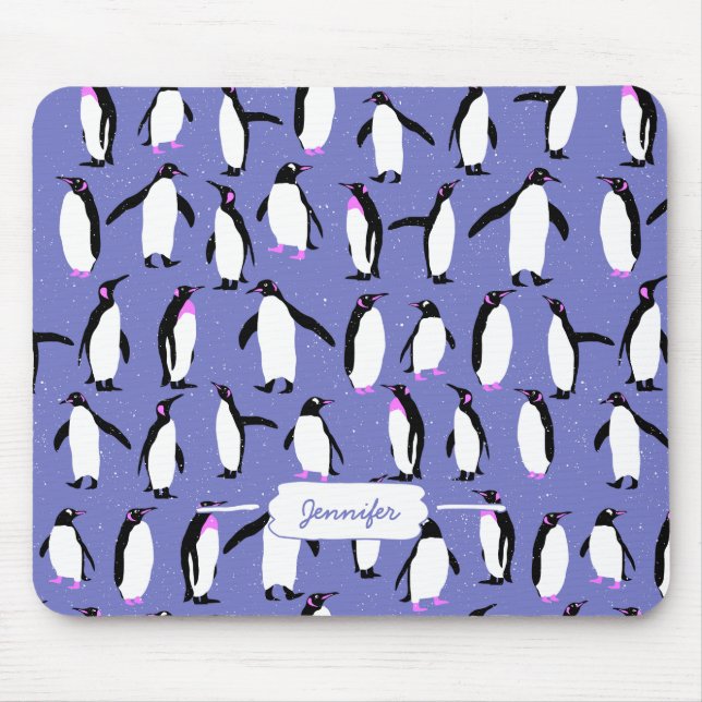 Alfombrilla De Ratón Patrón de pingüino de invierno (Frente)
