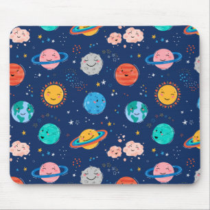 Alfombrilla De Ratón Patrón de planeta sonriente