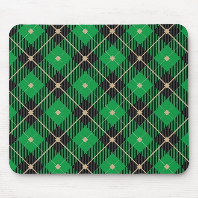 Alfombrilla De Ratón Patrón de plástico verde negro (Frente)