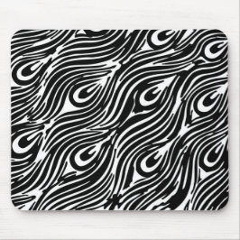 Alfombrilla De Ratón Patrón de plumas blancas y negras