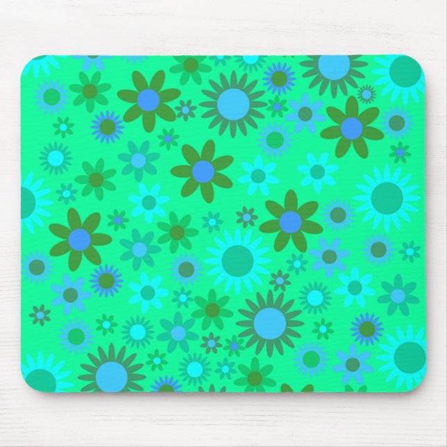 Alfombrilla De Ratón Patrón de Poder de Flor Verde Brillante (Frente)