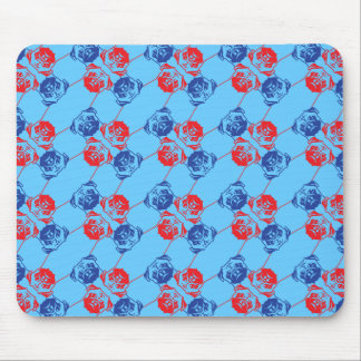 Alfombrilla De Ratón Patrón de Pug rojo azul