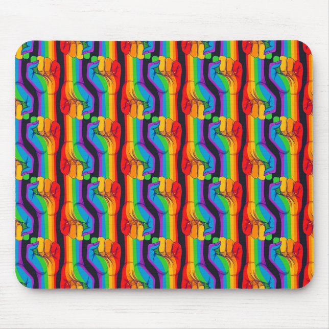 Alfombrilla De Ratón Patrón de puño arco iris (Frente)