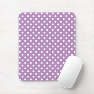 Alfombrilla De Ratón Patrón de puntos de polka morado y blanco de lavan