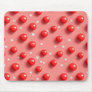 Alfombrilla De Ratón Patrón de puntos de polka rojo y blanco 3D