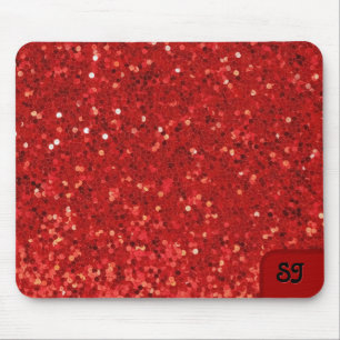 Alfombrilla De Ratón Patrón de purpurina brillante roja