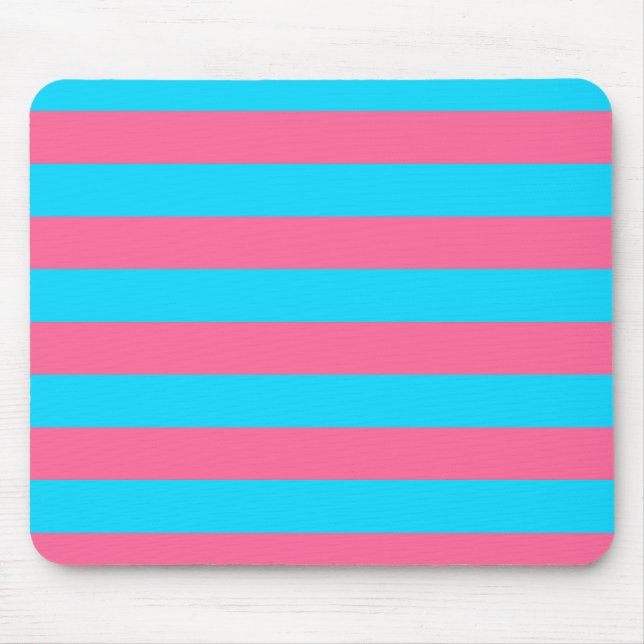 Alfombrilla De Ratón Patrón de rayas azules rosadas  (Frente)
