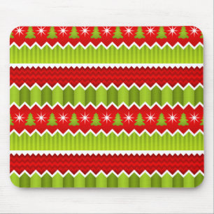 Alfombrilla De Ratón Patrón De Rayas De Chevron Rojo Y Verde navidad