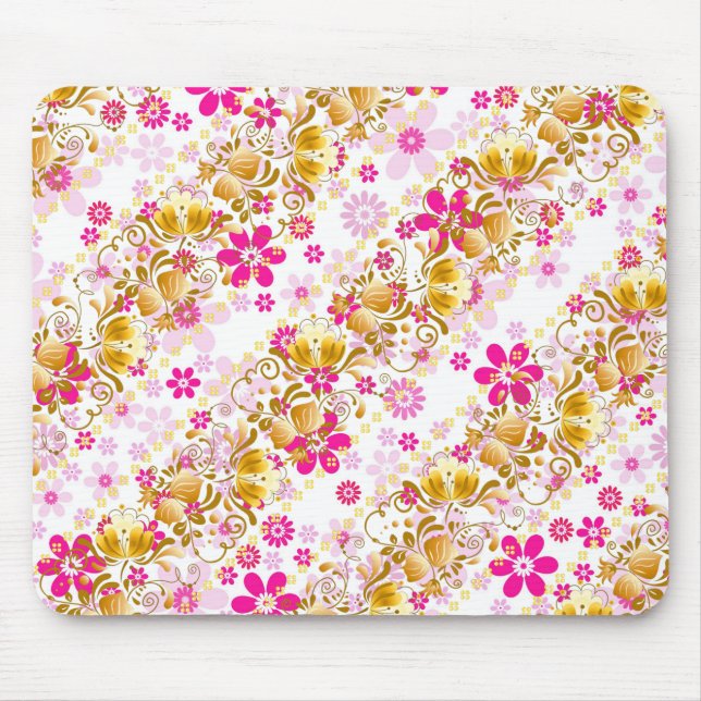 Alfombrilla De Ratón Patrón de rayas de flores de ceñido (Frente)