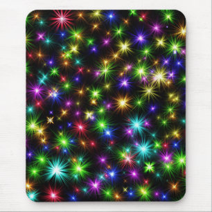 Alfombrilla De Ratón Patrón de rayos de estrella de Navidad multicolor