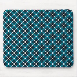 Alfombrilla De Ratón Patrón de rejilla geométrica azul verdoso y marino