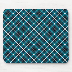 Alfombrilla De Ratón Patrón de rejilla geométrica azul verdoso y marino