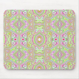 Alfombrilla De Ratón Patrón de resumen trippy retro rosa y verde limón