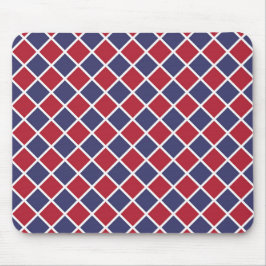 Alfombrilla De Ratón Patrón de rombo de arlequín de cuadros rojo azul b