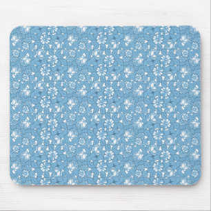 Alfombrilla De Ratón Patrón de rosa en azul claro