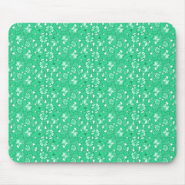 Alfombrilla De Ratón Patrón de rosa verde (Frente)