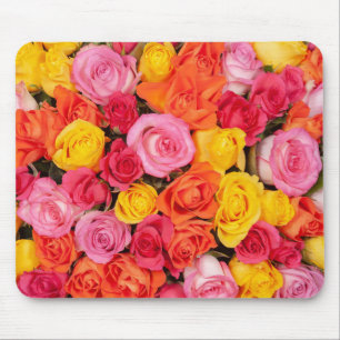 Alfombrilla De Ratón Patrón de rosas coloridas y brillantes fondo flora