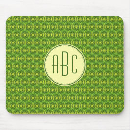 Alfombrilla De Ratón Patrón de rueda de bicicleta verde amarillo Monogr