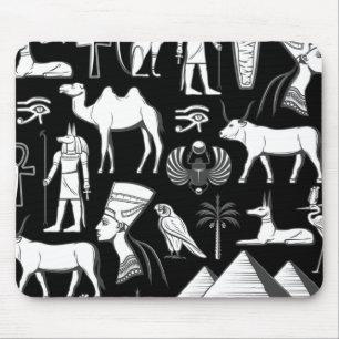 Alfombrilla De Ratón Patrón de símbolos jeroglíficos del antiguo Egipto