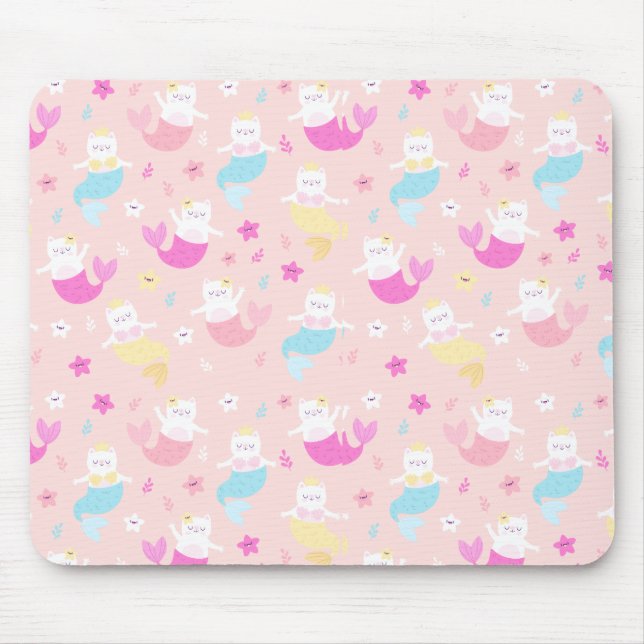 Alfombrilla De Ratón Patrón de sirena de gato (Frente)