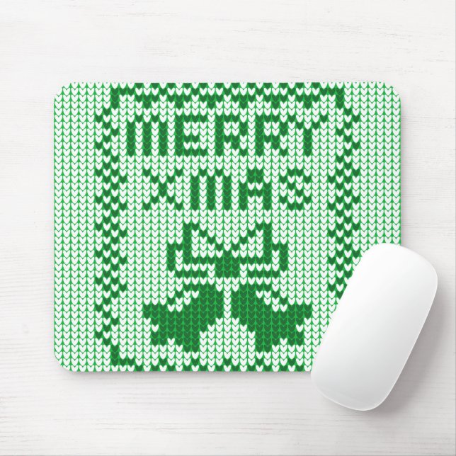 Alfombrilla De Ratón Patrón de suéter feo campanas de jingle y Feliz Na (Con ratón)