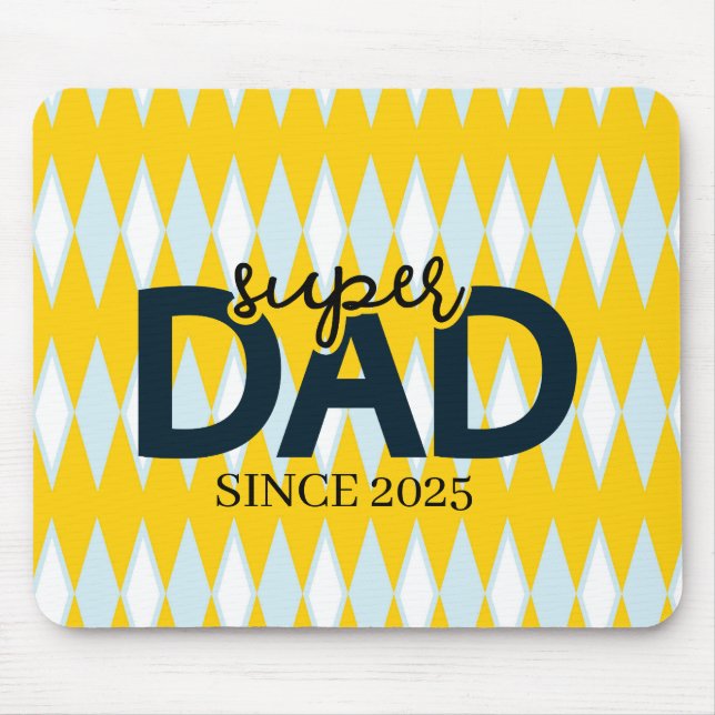 Alfombrilla De Ratón Patrón de Super Papá desde el año Yelow Argyle (Frente)