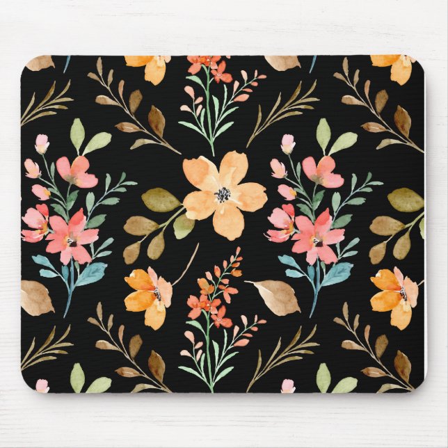 Alfombrilla De Ratón Patrón de superficie floral - Primavera de acuarel (Frente)