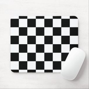 Alfombrilla De Ratón Patrón de tablero de ajedrez en negro y blanco
