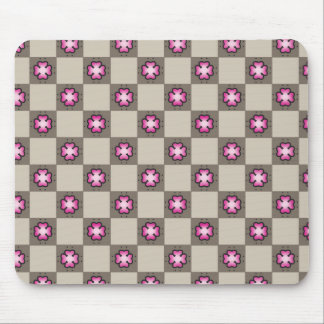 Alfombrilla De Ratón Patrón de tablero de cheques floral rosa
