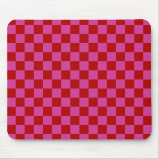 Alfombrilla De Ratón Patrón de tablero de cheques rojo + rosa