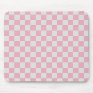 Alfombrilla De Ratón Patrón de tablero de cheques rosados + grises