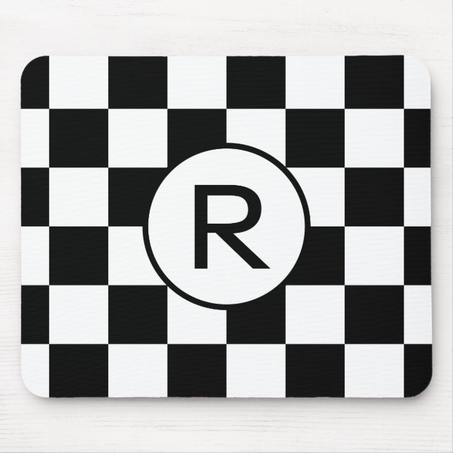 Alfombrilla De Ratón Patrón de tablero de personalizado Monograma blanc (Frente)