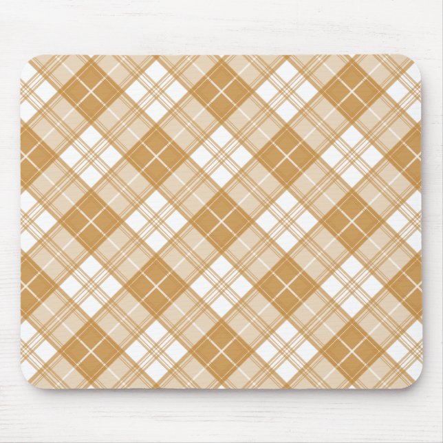 Alfombrilla De Ratón Patrón de tartán blanco marrón yxuat9 (Frente)