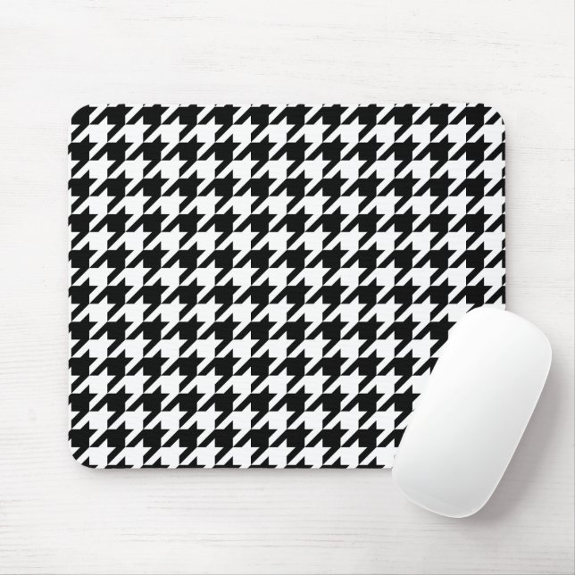 Alfombrilla De Ratón Patrón de tejido de hongos blancos retro-negro (Con ratón)