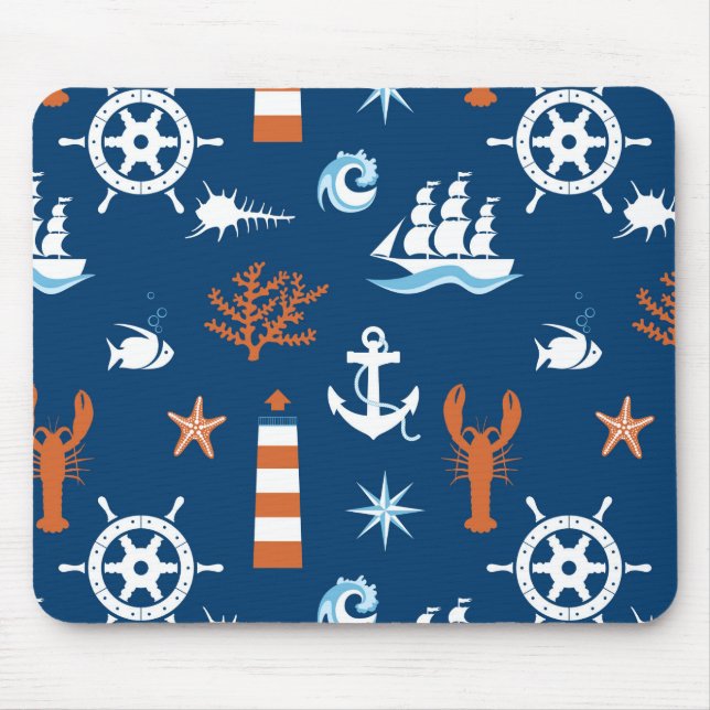 Alfombrilla De Ratón Patrón de tema del mar 1 (Frente)
