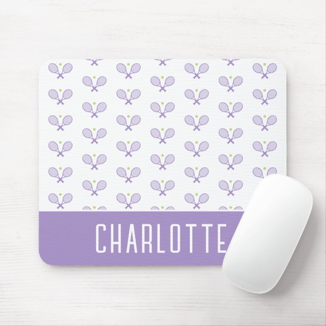 Alfombrilla De Ratón Patrón de tenis Personalizado Nombre personalizado (Con ratón)