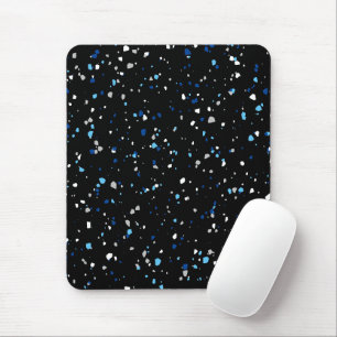 Alfombrilla De Ratón Patrón de Terrazzo Azul Negro Moderno y de Moda