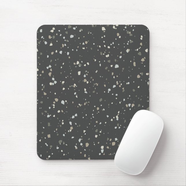 Alfombrilla De Ratón Patrón de Terrazzo gris oscuro (Con ratón)