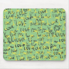 Alfombrilla De Ratón Patrón de texto de amor tipografía creativa