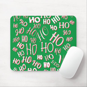 Alfombrilla De Ratón Patrón de texto de Navidad HO HO HO blanco verde r