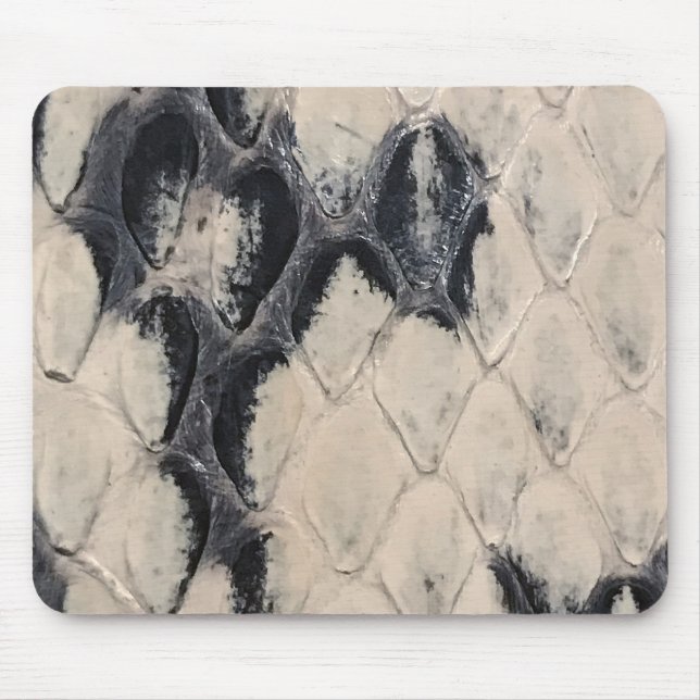 Alfombrilla De Ratón Patrón de textura negro y crema piel de serpiente (Frente)