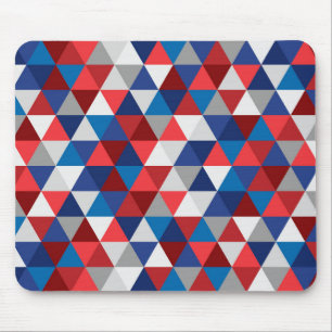 ALFOMBRILLA DE RATÓN PATRÓN DE TRIÁNGULO AZUL ROJO PATRIOTA PATRIOTA