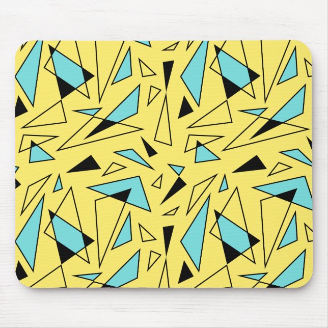 Alfombrilla De Ratón Patrón de triángulos - Amarillo y turquesa (Frente)