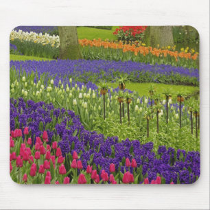 Alfombrilla De Ratón Patrón de tulipanes jacinto y jacinto de uva