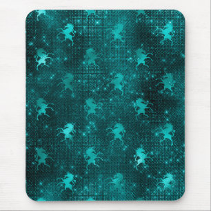 Alfombrilla De Ratón Patrón de Unicornios con Glitter Glam Ombre Verde