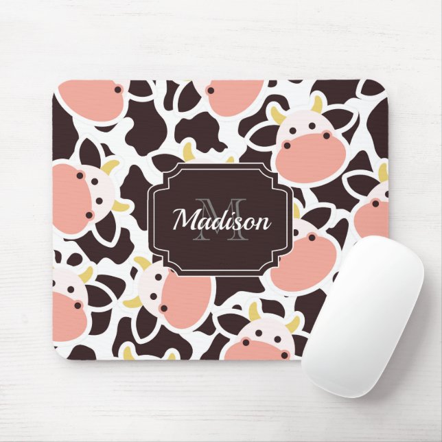 Alfombrilla De Ratón Patrón de vaca circular (Con ratón)