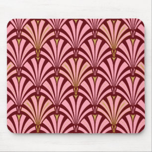 Alfombrilla De Ratón Patrón de ventilador Art Decó - rosa y marrón
