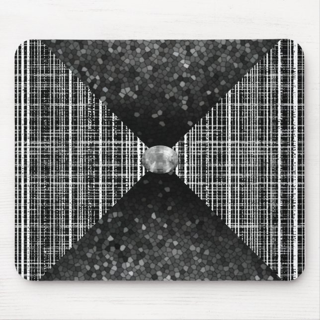 Alfombrilla De Ratón Patrón de verificación negro, blanco y gris (Frente)