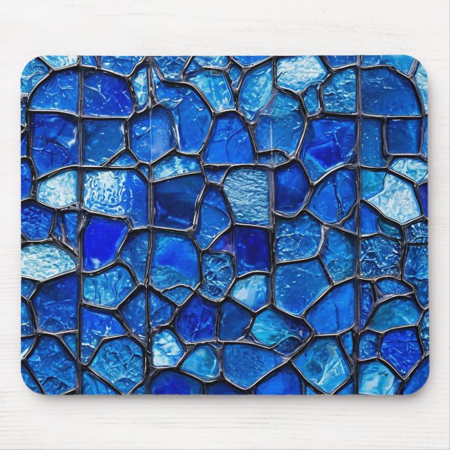 Alfombrilla De Ratón Patrón de vidrio azul veneciano (Frente)